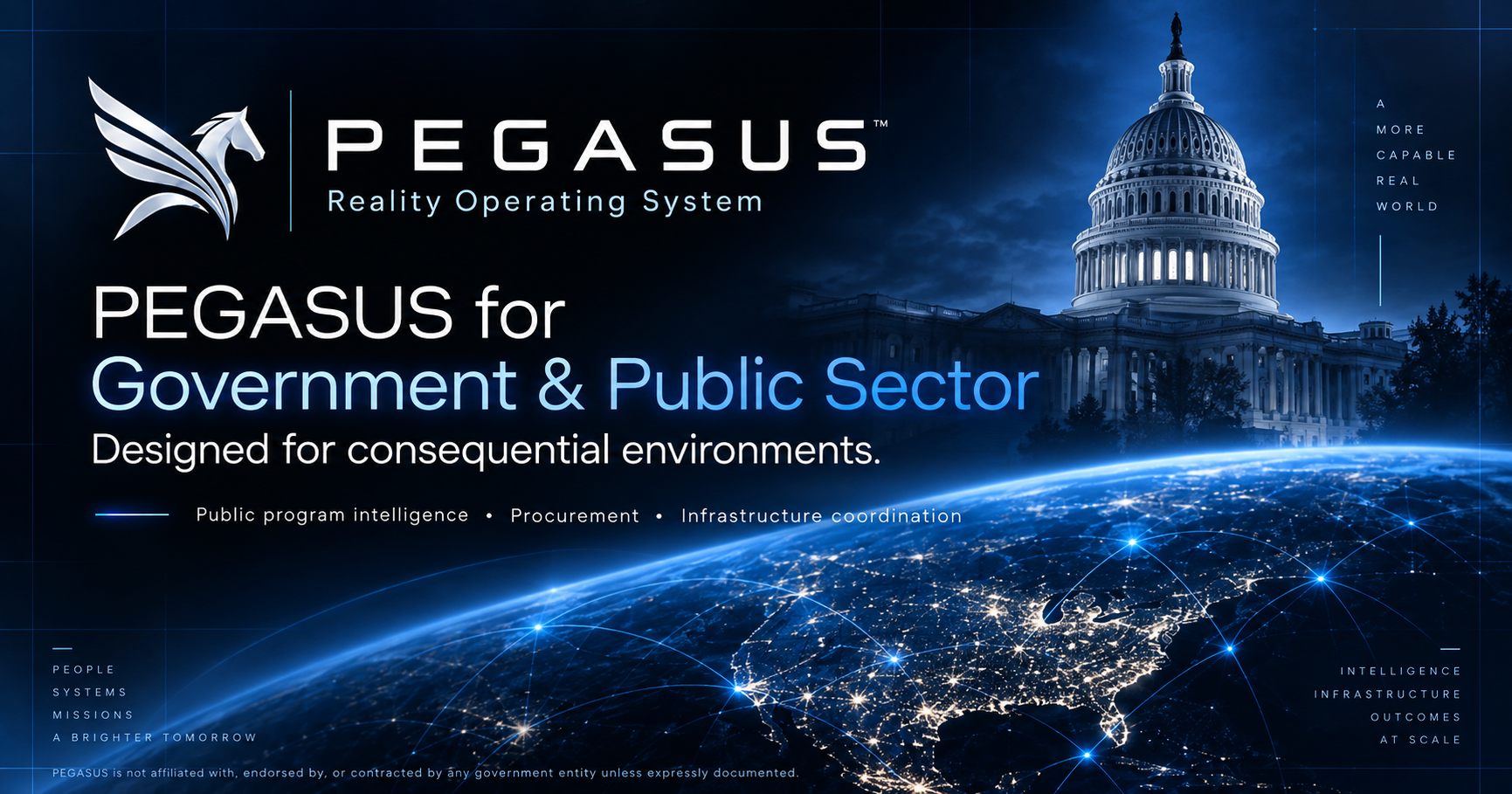 PEGASUS for Government and Public Sector visual with government and public program positioning